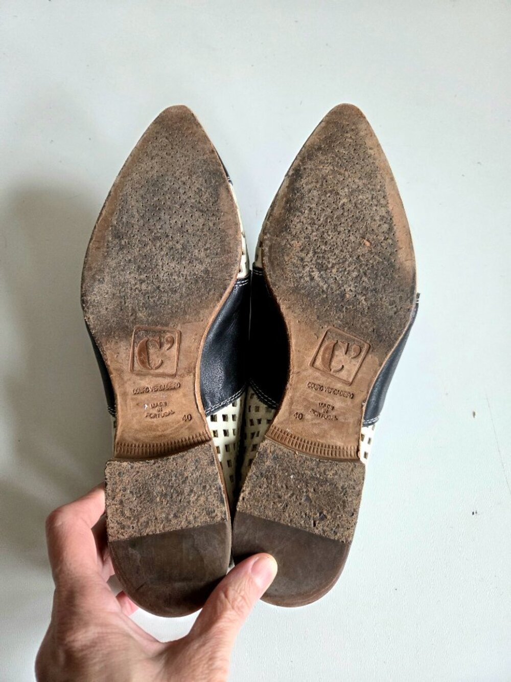 Prophecy Our Secret Black White Perforated Slip On Mules Genuine Leather Size 40 - Picture 7 of 11